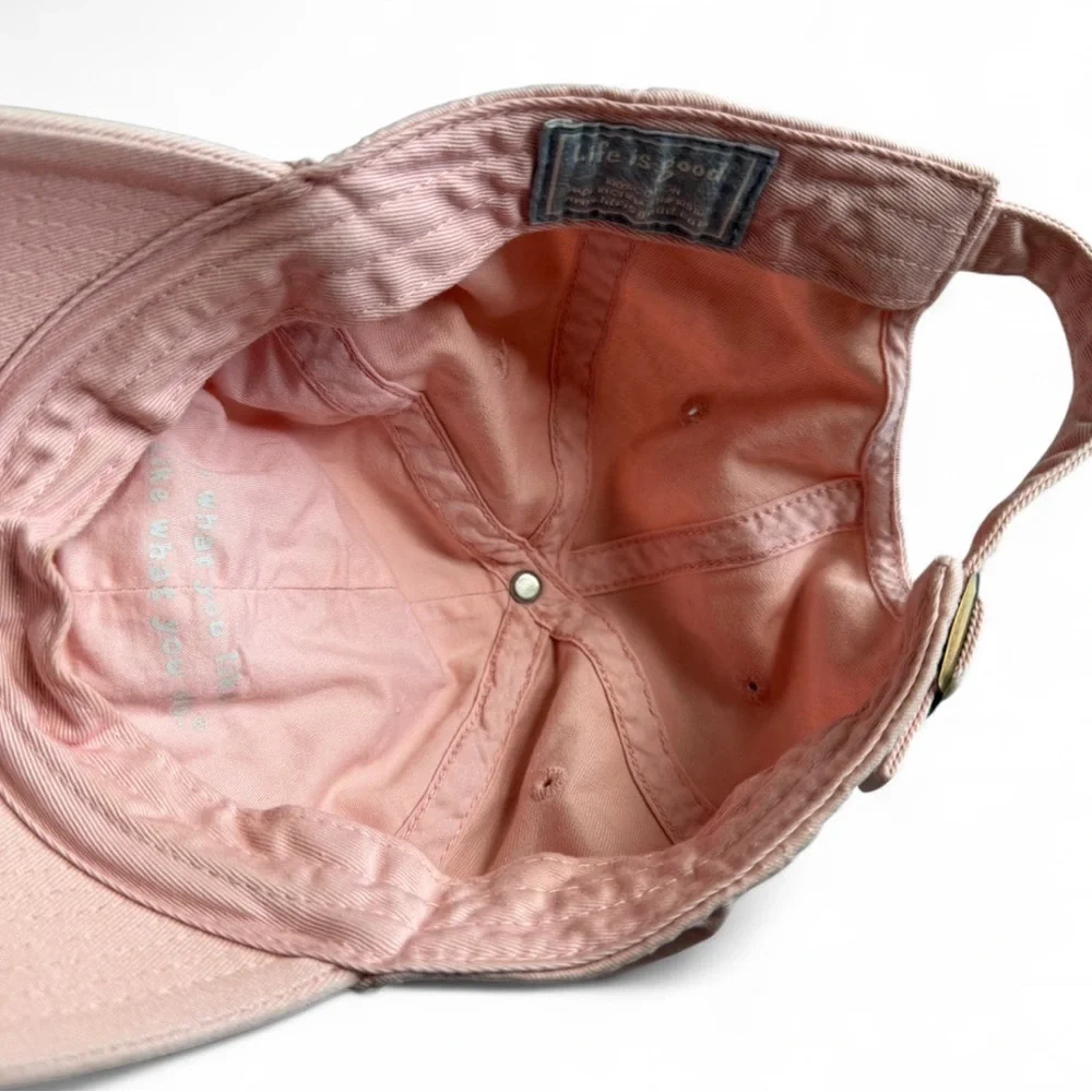 Life is Good Women's Slideback Hat Pink Adjustable Embroidered Logo Beach